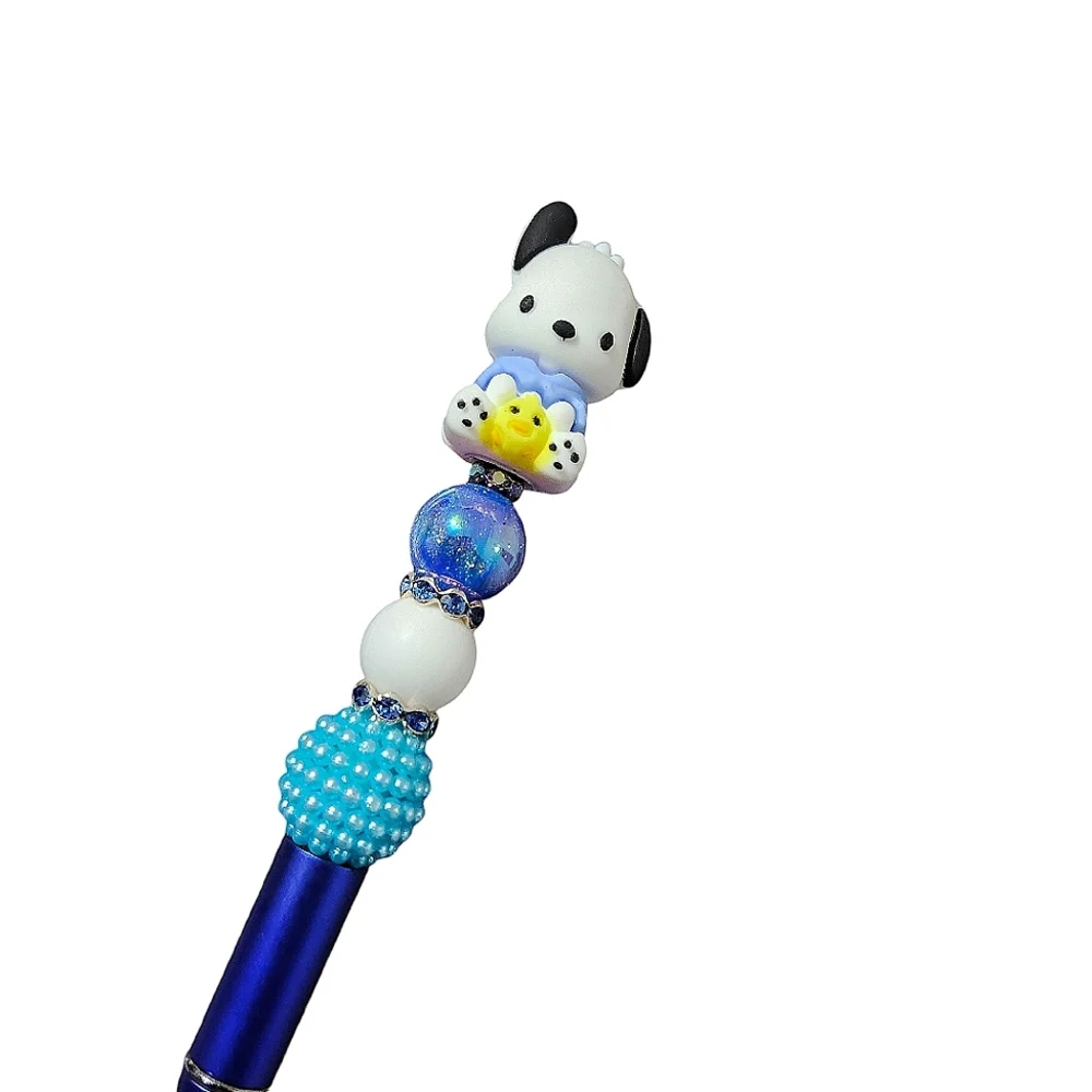 Pochacco Sanrio Beaded Ballpoint Twist Pen Blue White Topper
